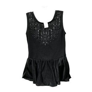 More Than Magic Girls S 6-6X Dance‎ Leotard Black Sleeveless Rhinestone